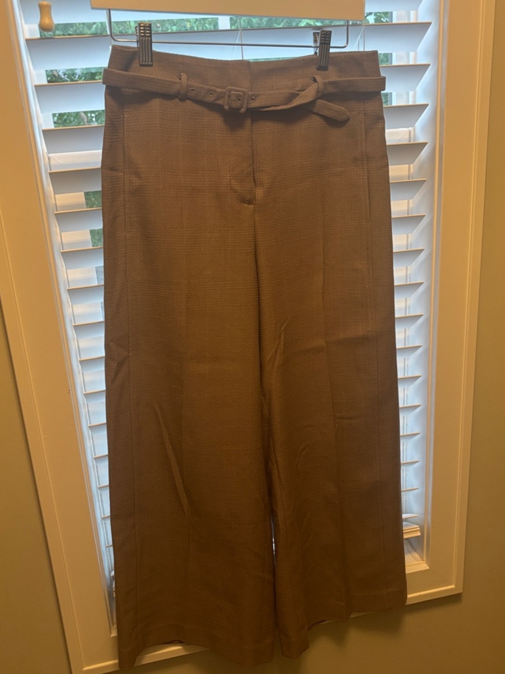 Ann Taylor gray -Brown Wide-Leg Belted Jumpsuit-Style Pants